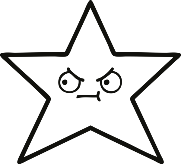 Bir insan tarafından çizilmiş altın yıldızın çizgi çizimi.