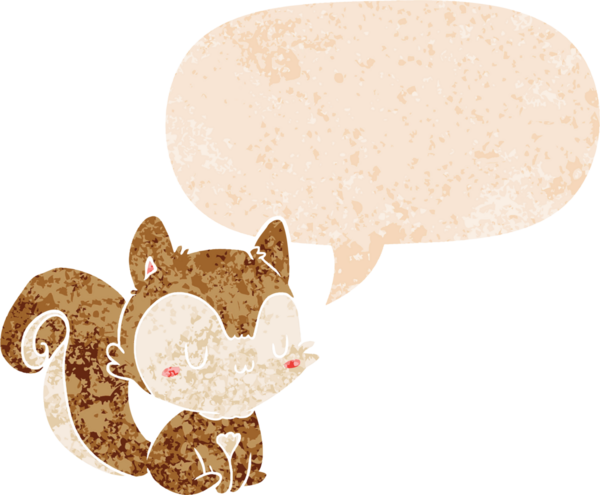 grunge içinde konuşma baloncuğu olan çizgi film sincabı bir insan tarafından çizilmiş dertli retro dokuma tarzı