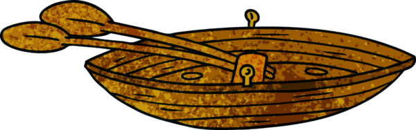 Bir insan tarafından çizilmiş ahşap bir teknenin el çizimi karikatürü.