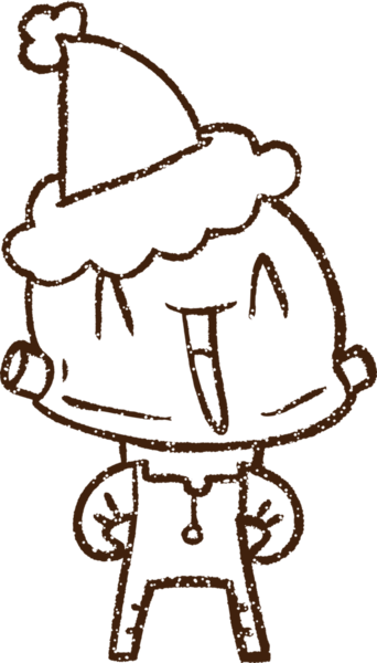 Bir insan tarafından çizilmiş Noel Robotu Kömür Çizimi