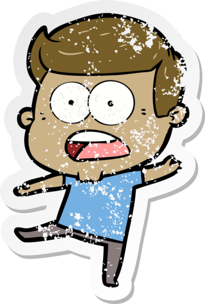 Bir insan tarafından çizilen şok olmuş bir adamın karikatür çıkartması.