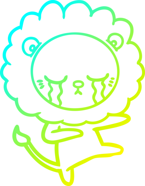 Bir insan tarafından çizilmiş ağlayan bir aslanın soğuk gradyan çizgisi.