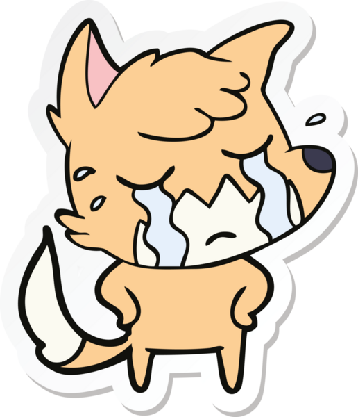 Bir insan tarafından çizilmiş ağlayan tilki çizgi filminin çıkartması.