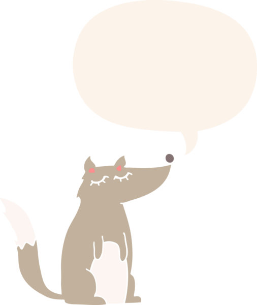 bir insan tarafından çizilmiş, konuşma baloncuklu çizgi film kurdu.