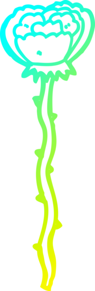 Bir insanın çizdiği karikatür çiçeğinin soğuk gradyan çizgisi.