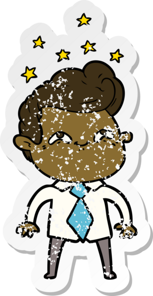 Bir insan tarafından çizilmiş heyecanlı bir karikatür çıkartması.