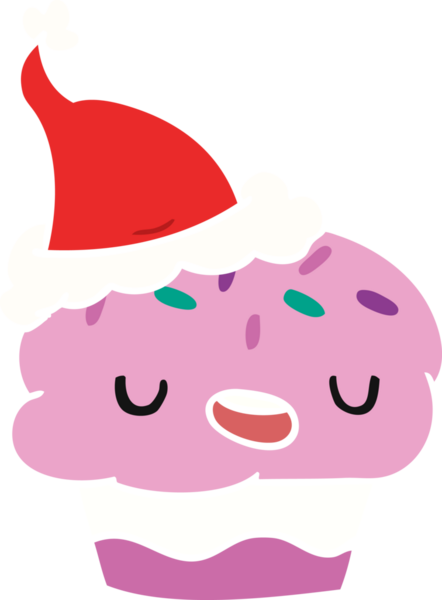 Bir insan tarafından çizilmiş Kawaii kekinin Noel karikatürü.