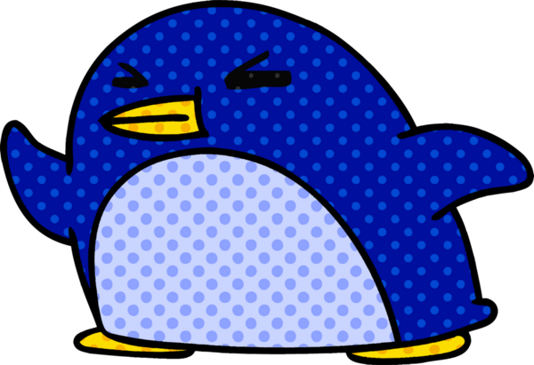 Bir insan tarafından çizilmiş sevimli bir penguen resmi.