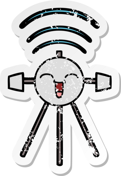 Bir insan tarafından çizilmiş şirin bir çizgi film uydusunun sıkıntılı çıkartması.