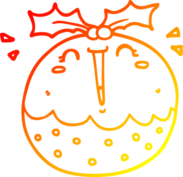 Bir insan tarafından çizilmiş tatlı bir Noel pudinginin sıcak çizgi çizimi