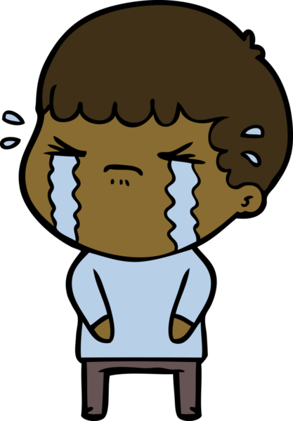 Bir insan tarafından çizilmiş ağlayan çizgi film adamı.