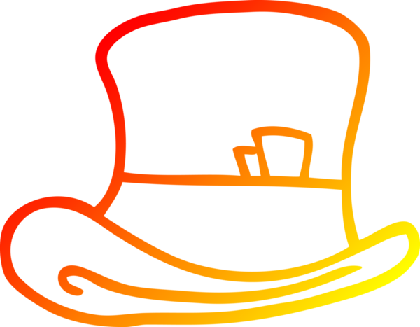 Bir insan tarafından çizilmiş bir çizgi film silindir şapkasının sıcak çizgi çizimi