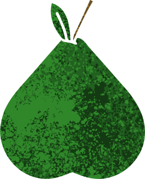 Bir insan tarafından çizilmiş bir armutun retro çizim tarzı karikatürü