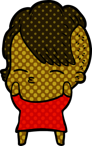 Bir insan tarafından çizilmiş şaşı çizgi film kızı.