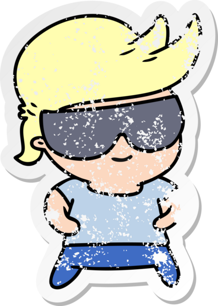 Bir insan tarafından çizilmiş gözlüklü kawaii çocuk desenli karikatür.