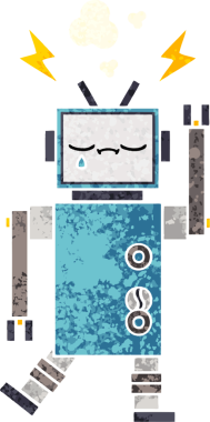 Bir insan tarafından çizilmiş bir robotun retro çizim tarzı karikatürü