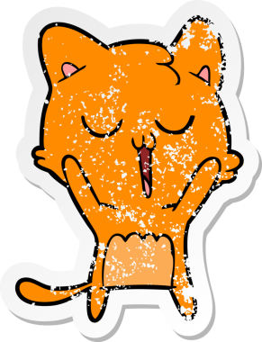 Bir insan tarafından çizilmiş çizgi film kedisinin sıkıntılı çıkartması.