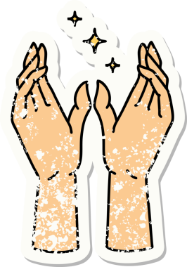 İnsan eliyle çizilen geleneksel bir stil yapıştırmalı dövme.