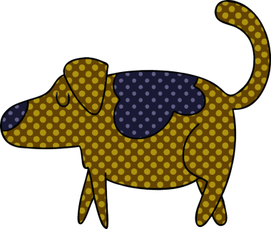 Bir insan tarafından çizilmiş çizgi roman tarzı tuhaf bir köpek.