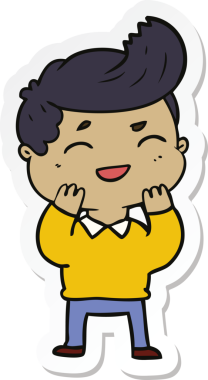 Bir insan tarafından çizilmiş bir karikatür adamın çıkartması.