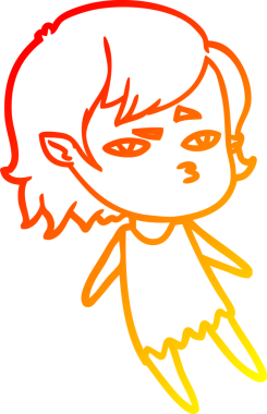 Bir insan tarafından çizilmiş bir vampir kız çizgi çizimi.