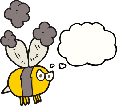 Serbest çizim düşünce balonu karikatürü kızgın arı bir insan tarafından çizildi