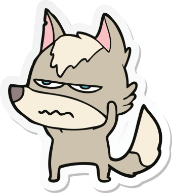 Bir insan tarafından çizilmiş kızgın bir kurdun çıkartması.