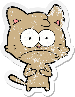 Bir insan tarafından çizilmiş gergin bir kedinin sıkıntılı çıkartması.