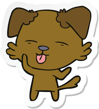 Bir insan tarafından çizilmiş bir köpeğin çıkartması.