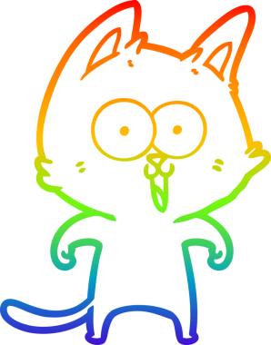 gökkuşağı gradyan çizimi bir insan tarafından çizilmiş komik bir çizgi film kedisi