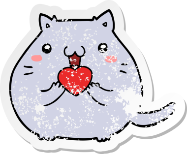 Bir insan tarafından çizilmiş sevimli bir çizgi film kedisinin sıkıntılı çıkartması.