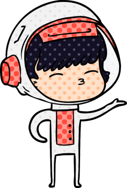 Bir insan tarafından çizilmiş meraklı astronot çizgi filmi.