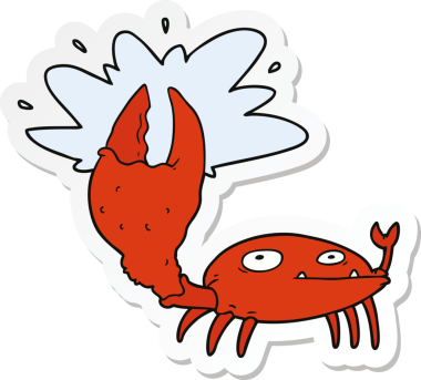 Bir insan tarafından çizilmiş büyük pençeli bir yengeç çıkartması.