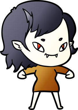 Bir insan tarafından çizilmiş çizgi film dostu vampir kız.