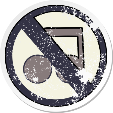 Sevimli bir karikatürün sıkıntılı çıkartması. Bir insan tarafından çizilmiş hiçbir müziğe izin verilmiyor.