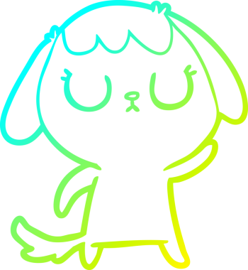 Bir insan tarafından çizilmiş şirin bir çizgi köpeğin soğuk gradyan çizgisi.