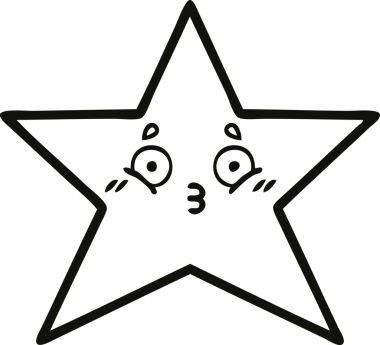 Bir insan tarafından çizilmiş altın yıldızın çizgi çizimi.