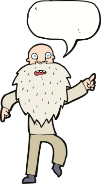 Çizgi film, bir insan tarafından çizilmiş konuşma balonlu yaşlı adamı strese sokuyor.