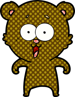 Bir insan tarafından çizilmiş gülen oyuncak ayı çizgi filmi.