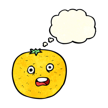 Düşünce baloncuğu insan tarafından çizilmiş turuncu çizgi film.