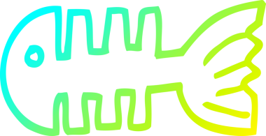 Bir insan tarafından çizilmiş balık kemiklerinin soğuk gradyan çizgisi.