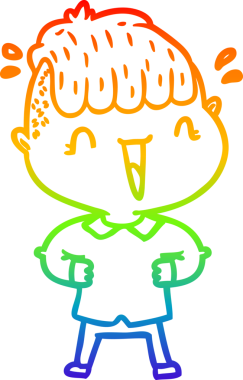 Gökkuşağı gradyan çizgi çizimi Bir insan tarafından çizilmiş mutlu çocuk