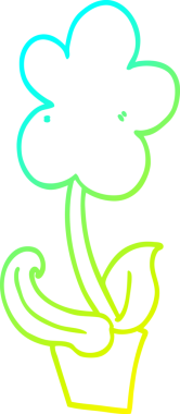 Bir insanın çizdiği karikatür çiçeğinin soğuk gradyan çizgisi.