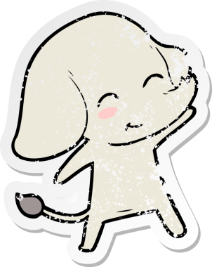 Bir insan tarafından çizilmiş şirin bir filin sıkıntılı çıkartması