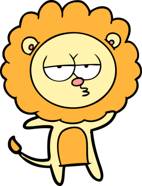 Bir insan tarafından çizilmiş canı sıkkın bir aslan.