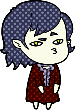 Bir insan tarafından çizilmiş vampir kız çizgi filmi.