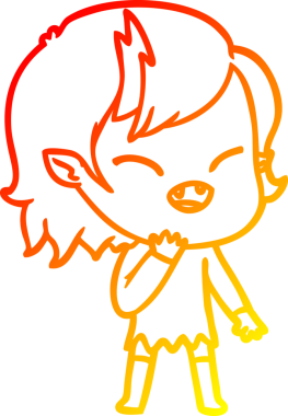 Bir insan tarafından çizilmiş gülen vampir kız çizgi filmi.