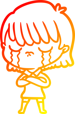 Bir insan tarafından çizilmiş, ağlayan bir çizgi kadın çizimi.