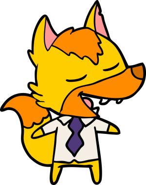 Bir insan tarafından çizilmiş tilki çizgi film karakteri