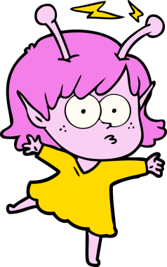 Bir insan tarafından çizilmiş uzaylı kız.